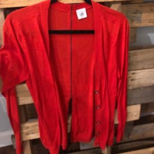 CAbi red back-zip cardigan Medium